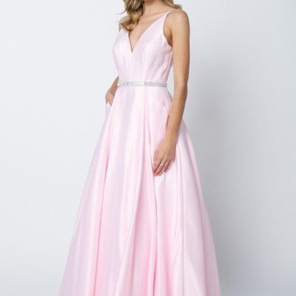 V-Neck A-Line Shape Long Evening Dress JT696